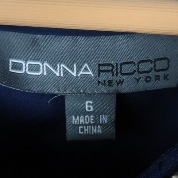 DONNA RICCO BLUE SLEEVELESS HIGH ROUND NECK SHIFT DRESS WITH METAL DETAIL SIZE 6 - Picture 2 of 8